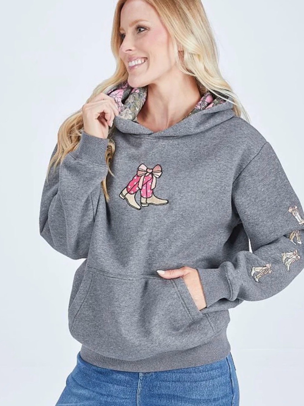 Simply Southern - EC - Embroidered Boots & Bows Hoodie